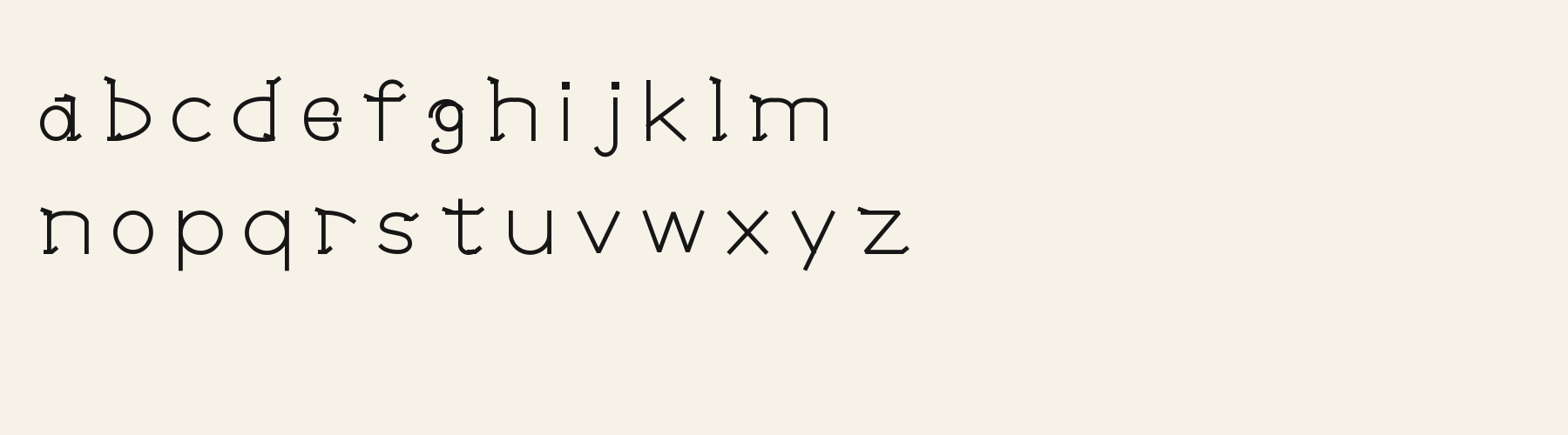 Canted Cup Serif lowercase specimen