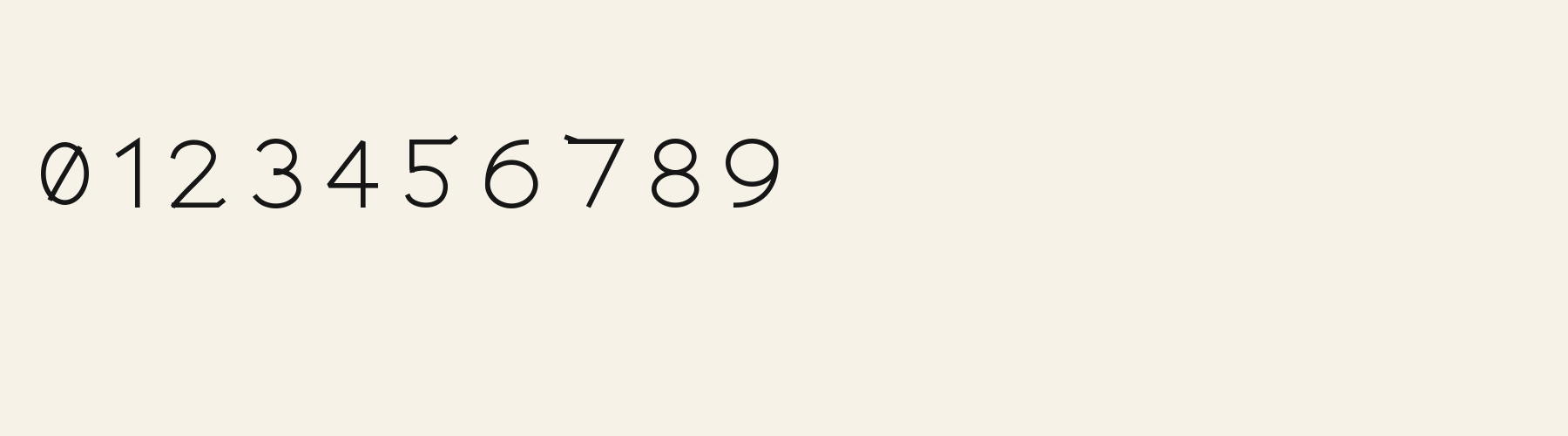Canted Cup Serif numbers specimen