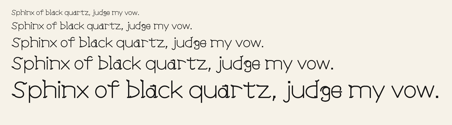 Canted Cup Serif waterfall specimen