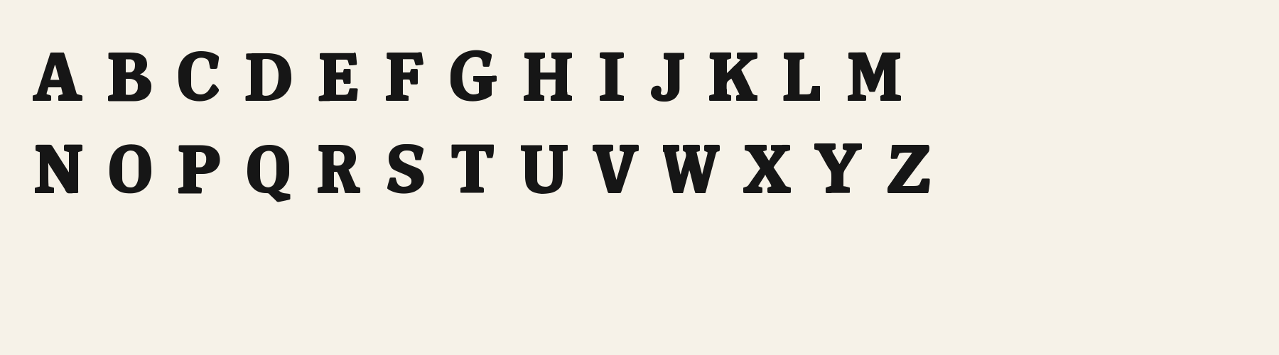 Brush Shelf Slab alphabet specimen