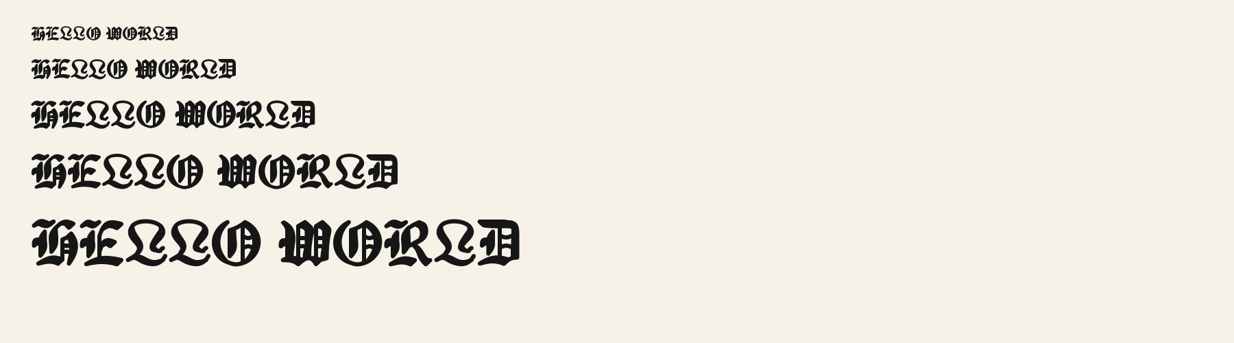 Vigil Blackletter waterfall specimen