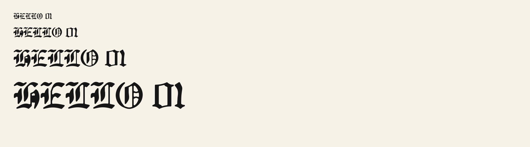 Abbey Textura sizes specimen