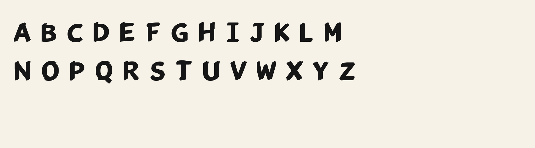 Brush Bristle Wedge alphabet specimen