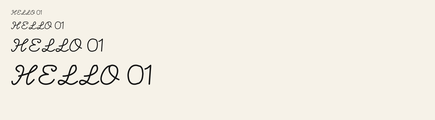 Lovenote Script sizes specimen