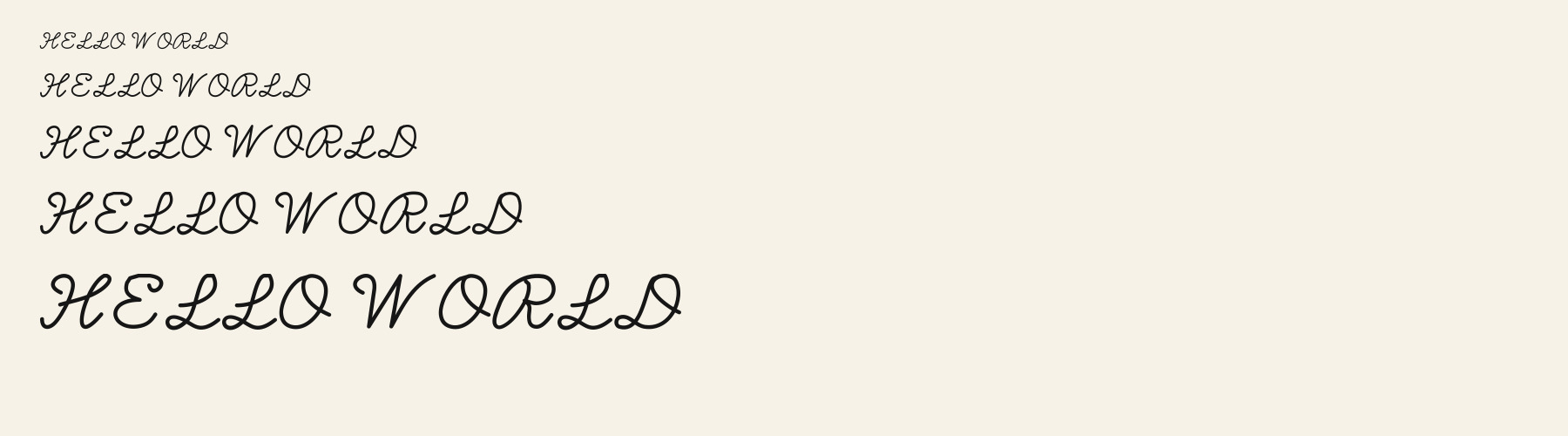 Lovenote Script waterfall specimen