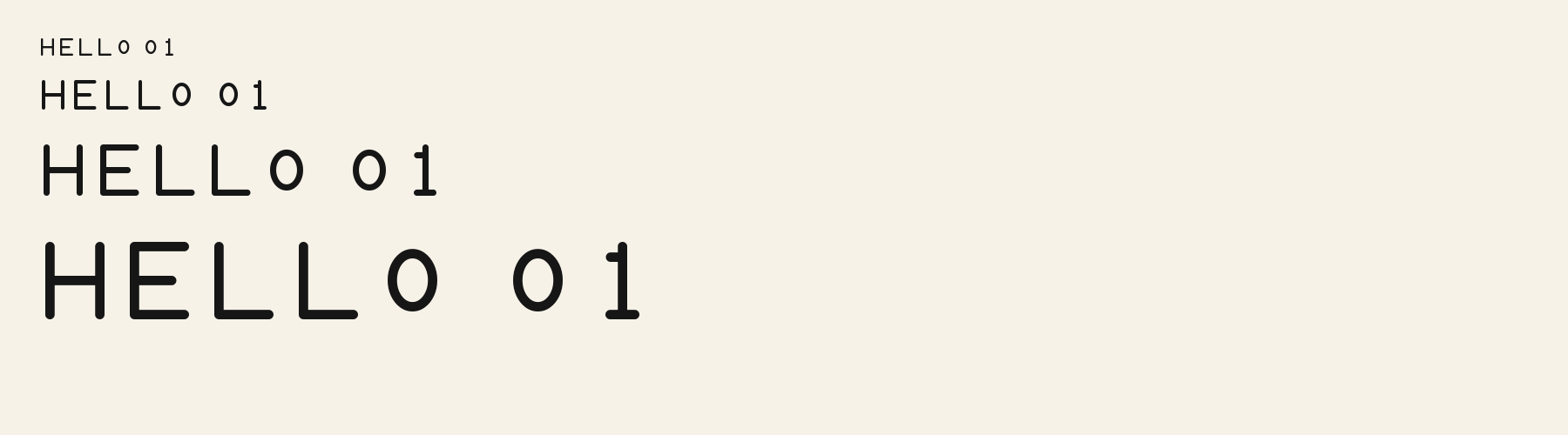 Rounded Bauhaus Soft sizes specimen