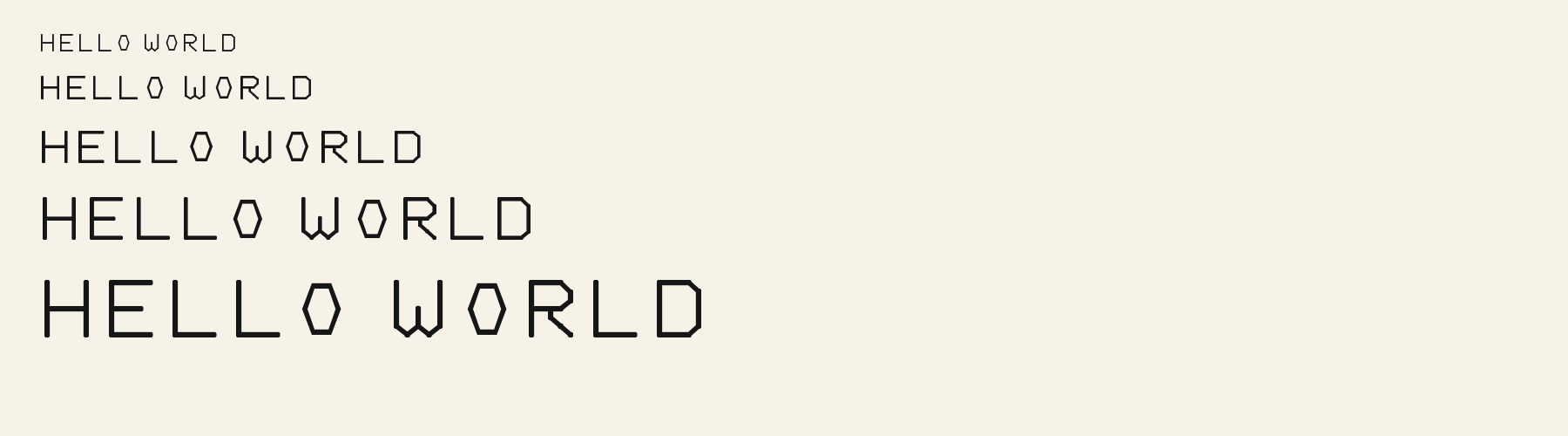 Geo Hex Grotesk waterfall specimen
