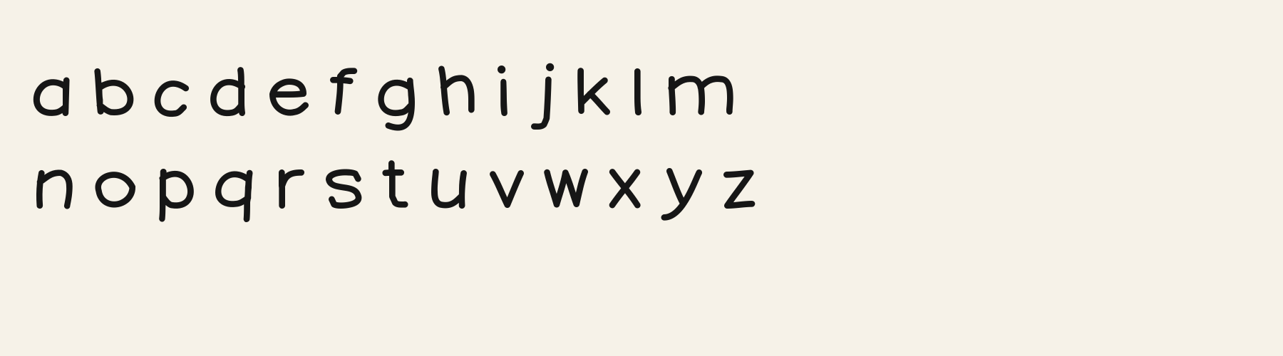 Storytime Print lowercase specimen