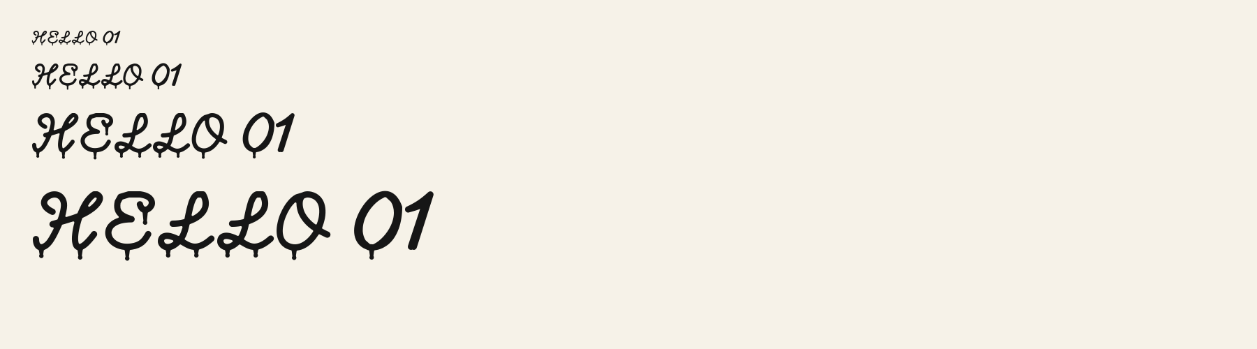 Bleed Script sizes specimen
