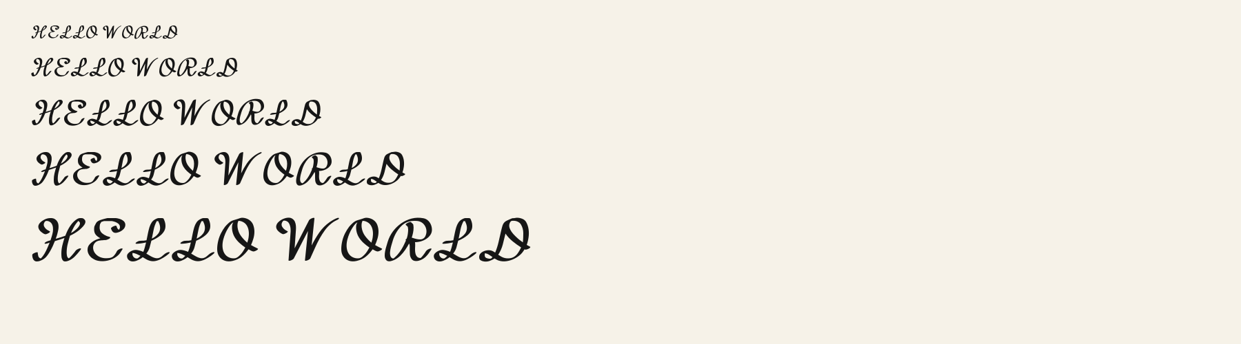 Anchor Script waterfall specimen