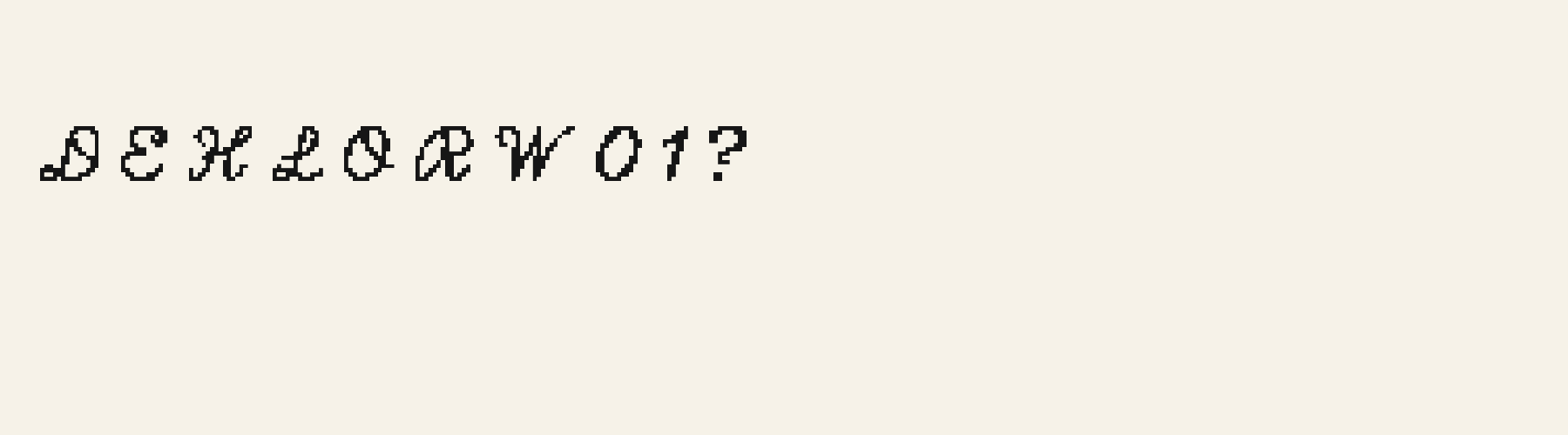 Pixel Script alphabet specimen