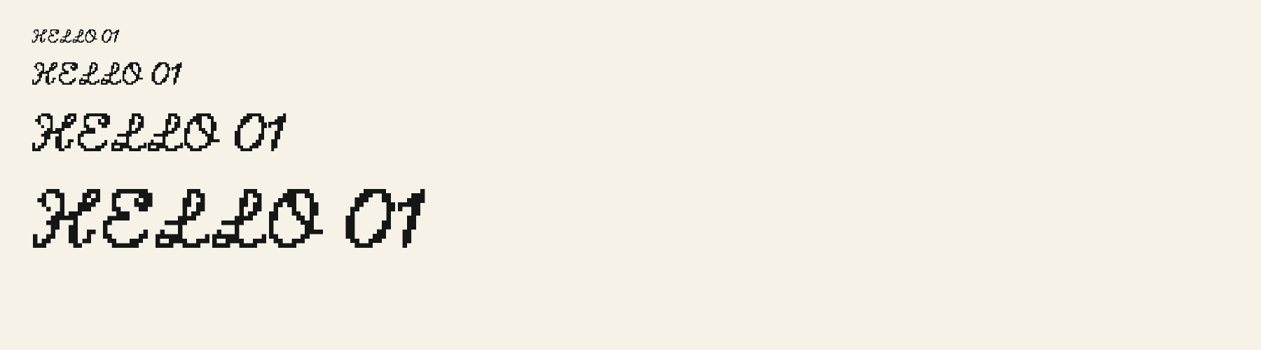 Pixel Script sizes specimen