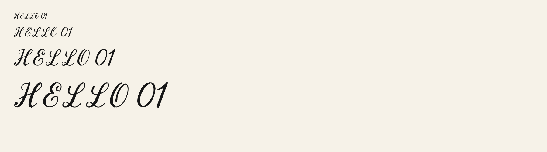 Soiree Script sizes specimen