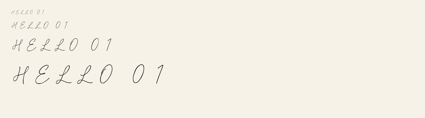 Script Monoline Loop sizes specimen