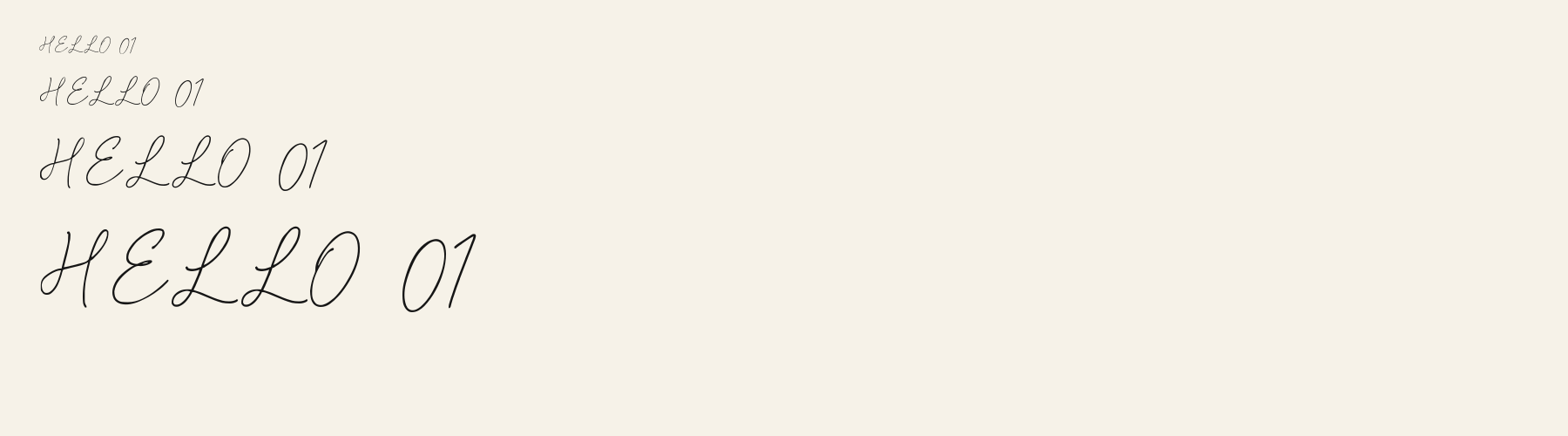 Script Monoline Loop sizes specimen