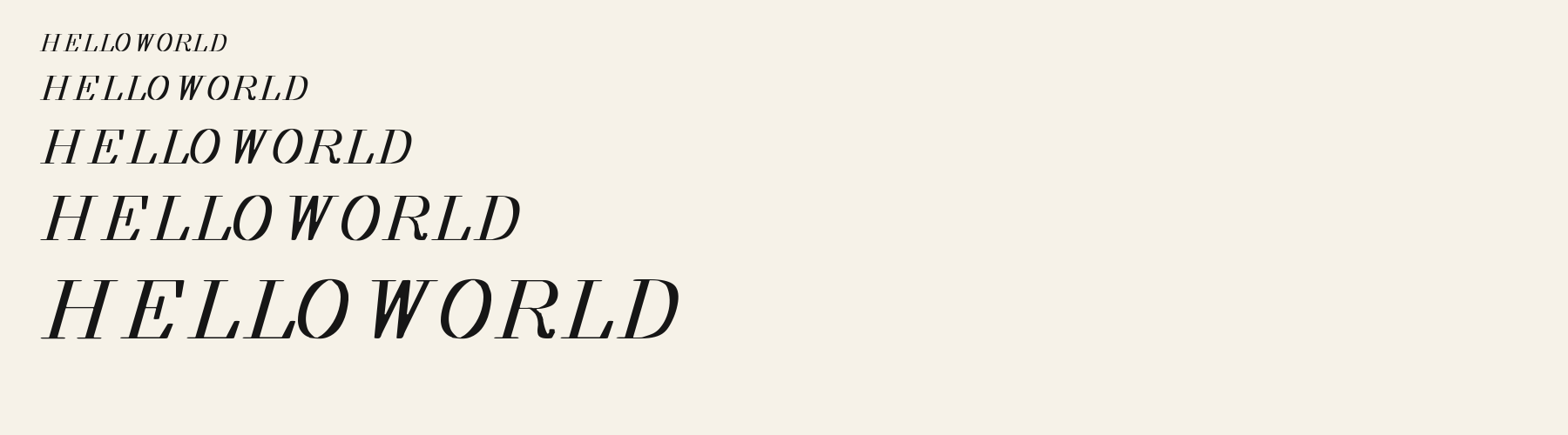Salon Italic waterfall specimen