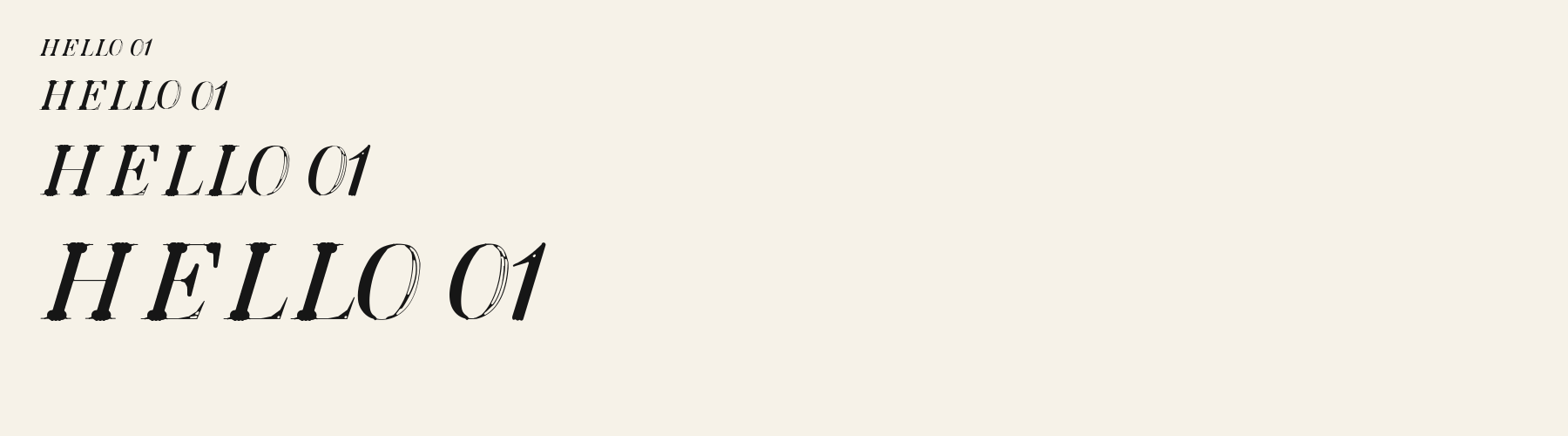 Pointe Italic sizes specimen