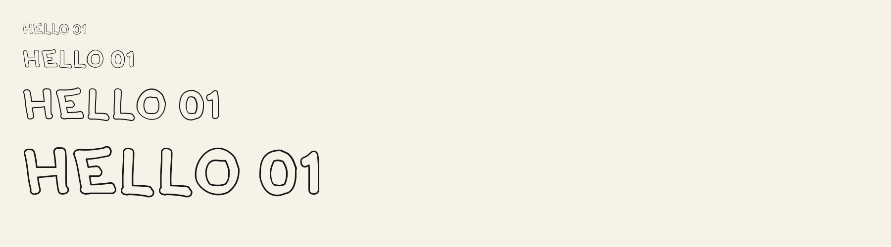 Sidekick Outline sizes specimen