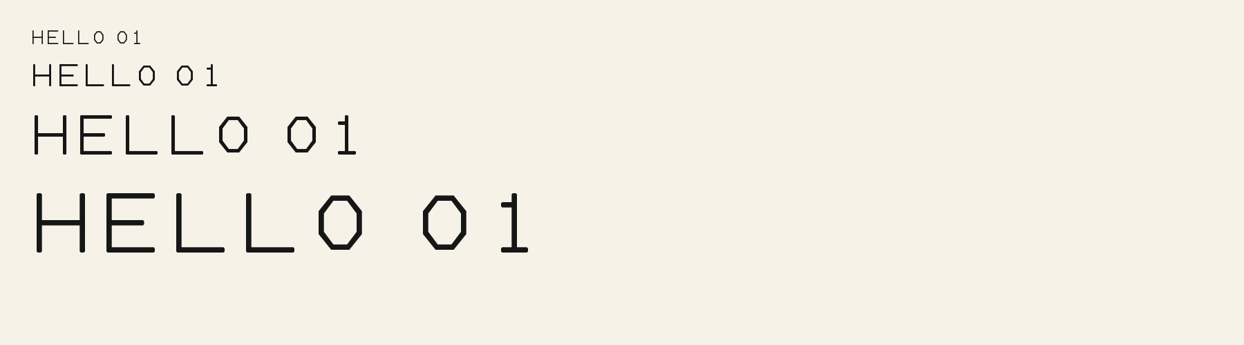 Geo Octagon Counter sizes specimen