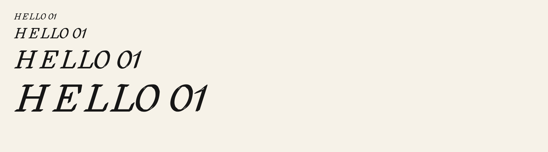 Chronicle Italic Nib sizes specimen