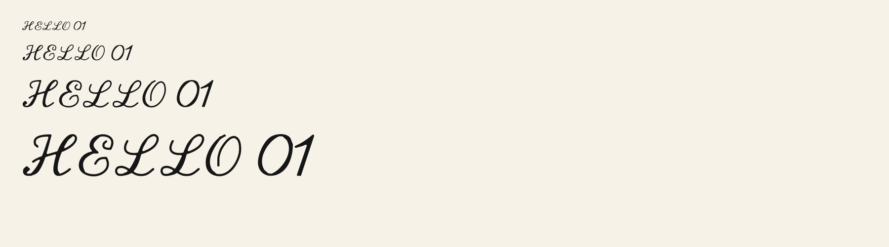 Sweetheart Script sizes specimen