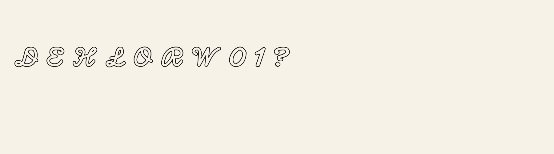 Loop Script Outline alphabet specimen