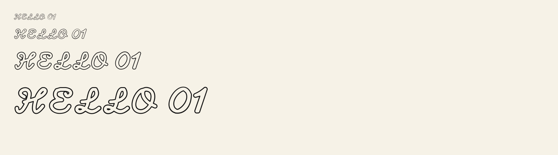 Loop Script Outline sizes specimen