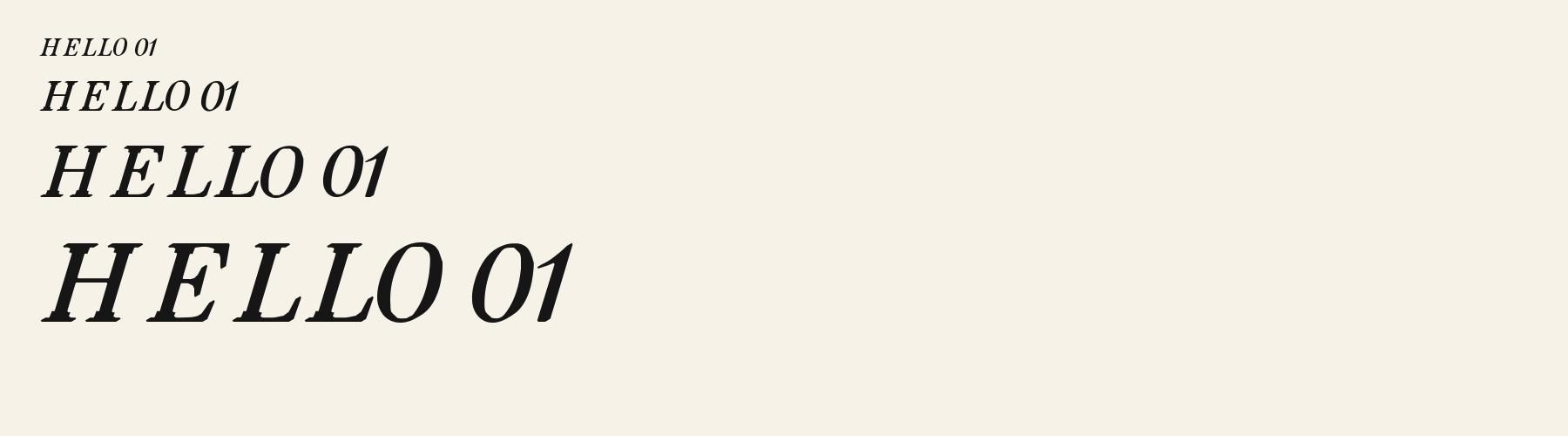 Quest Italic sizes specimen