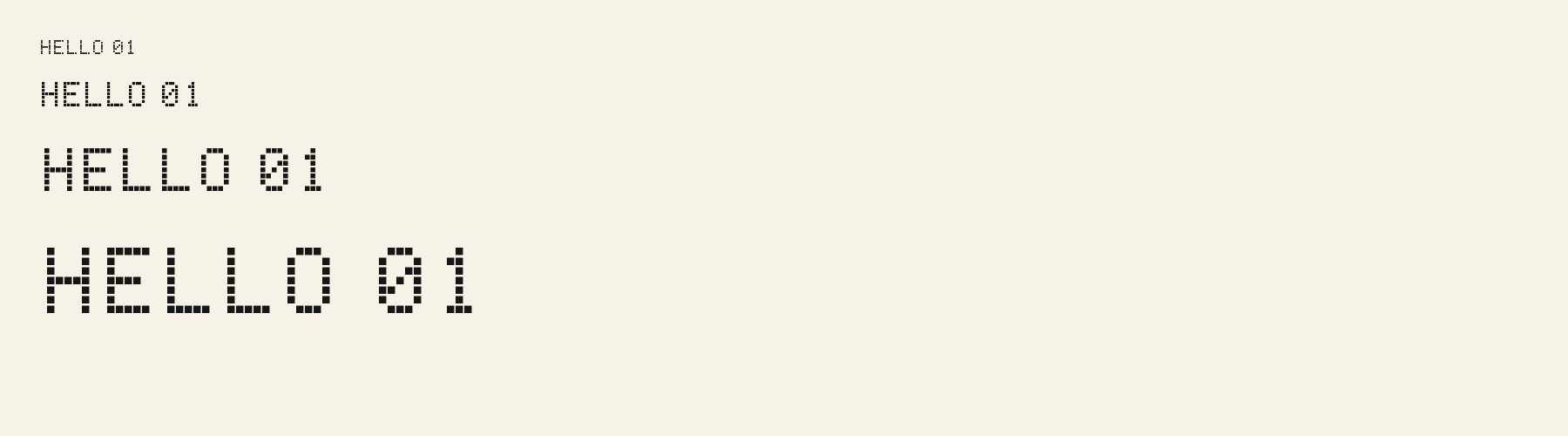 Pixel Console Square sizes specimen