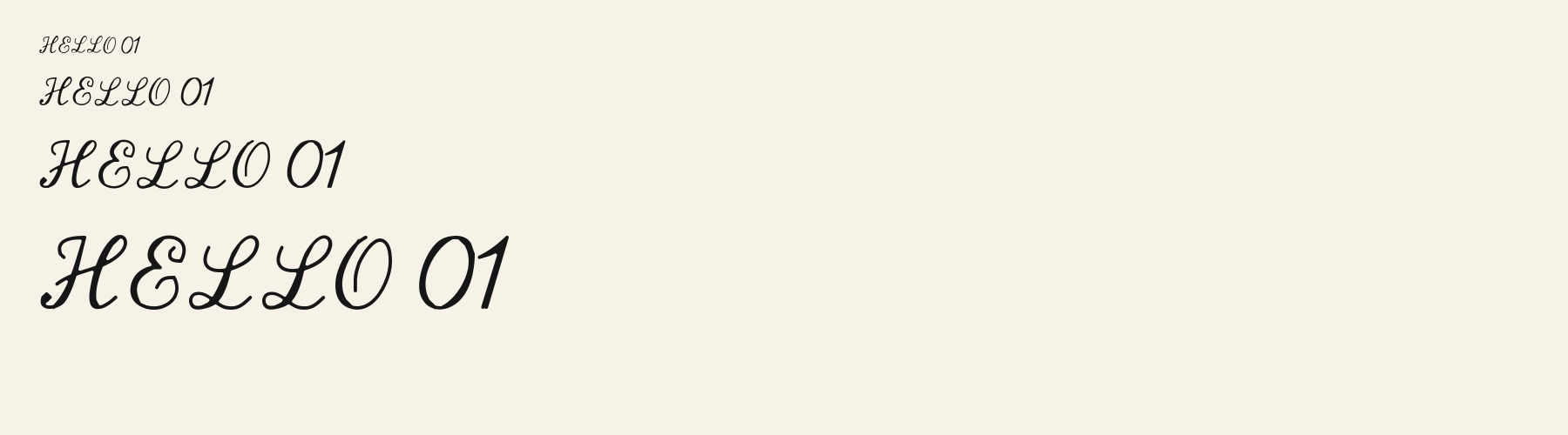 Promenade Script sizes specimen