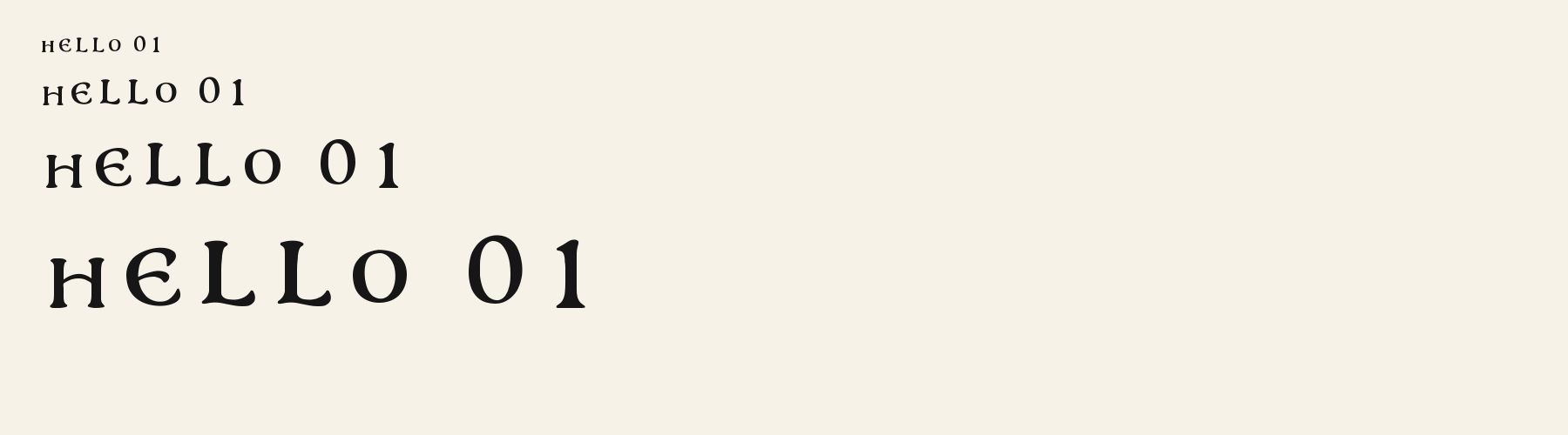 Gothic Uncial Open sizes specimen