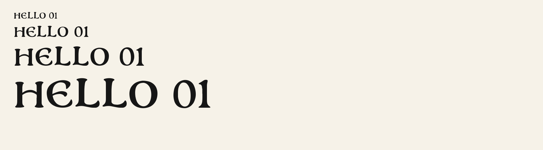 Gothic Uncial Open sizes specimen