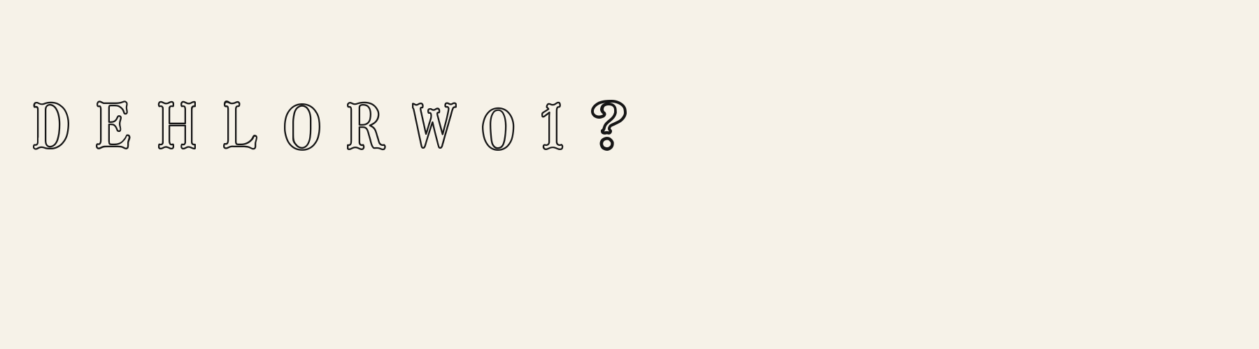 Valentine Bow Serif Outline alphabet specimen
