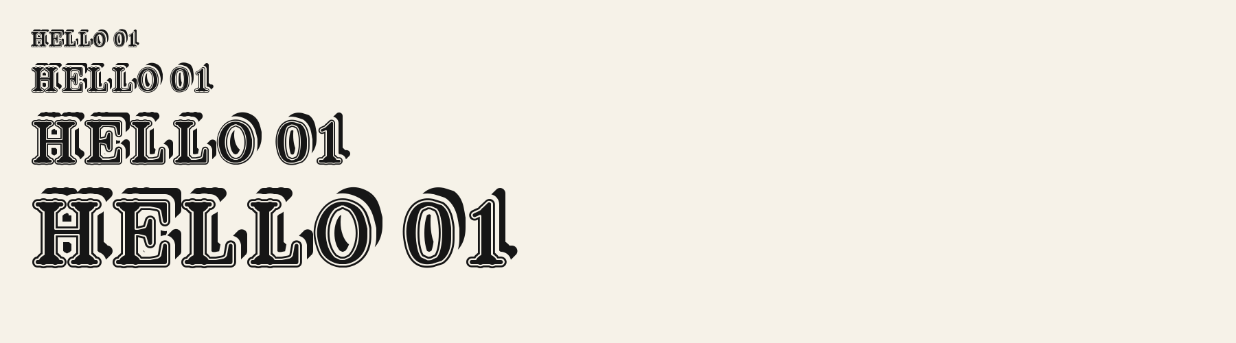 Alumni Roman 3D sizes specimen