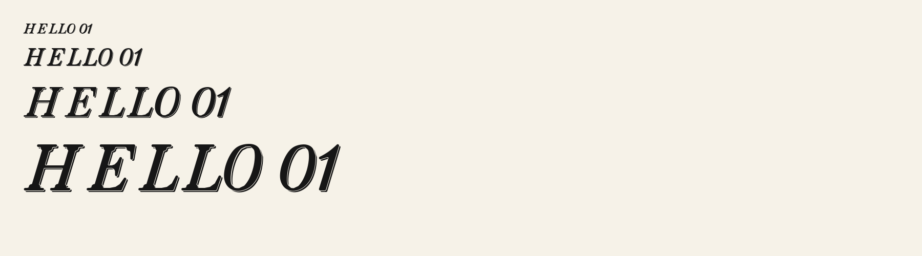 Parlour Italic Shadow sizes specimen