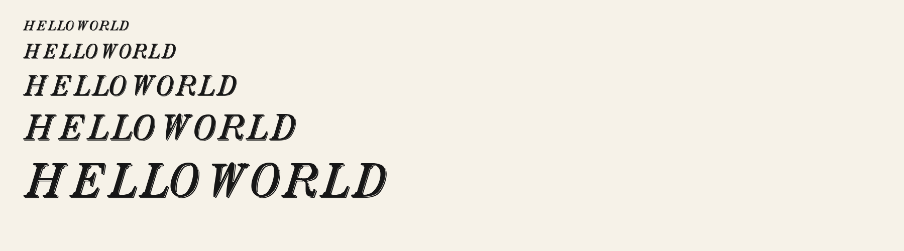 Parlour Italic Shadow waterfall specimen