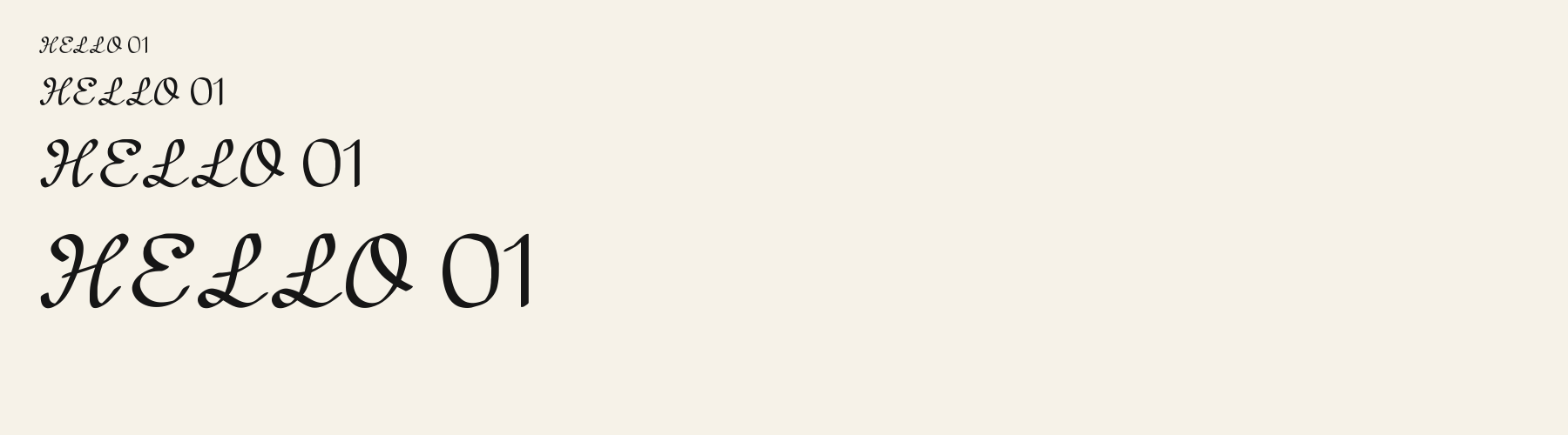Ribbon Nib Script sizes specimen