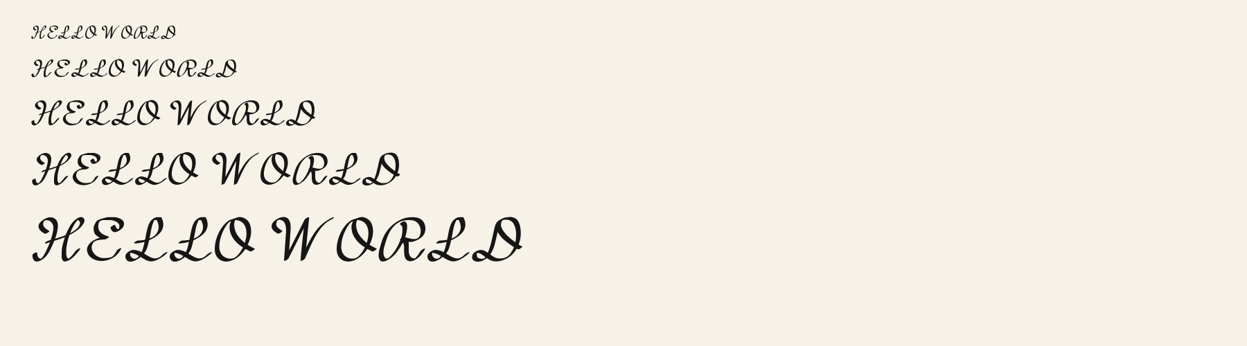 Ribbon Nib Script waterfall specimen