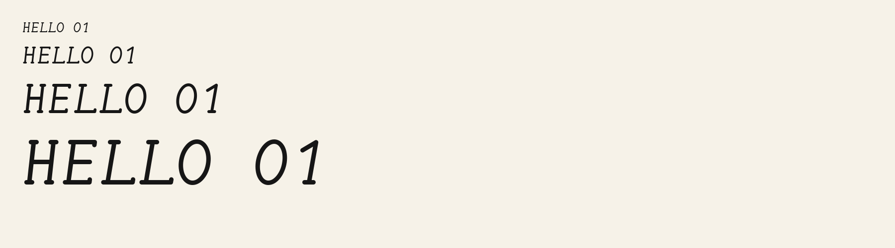 Dispatch Italic sizes specimen