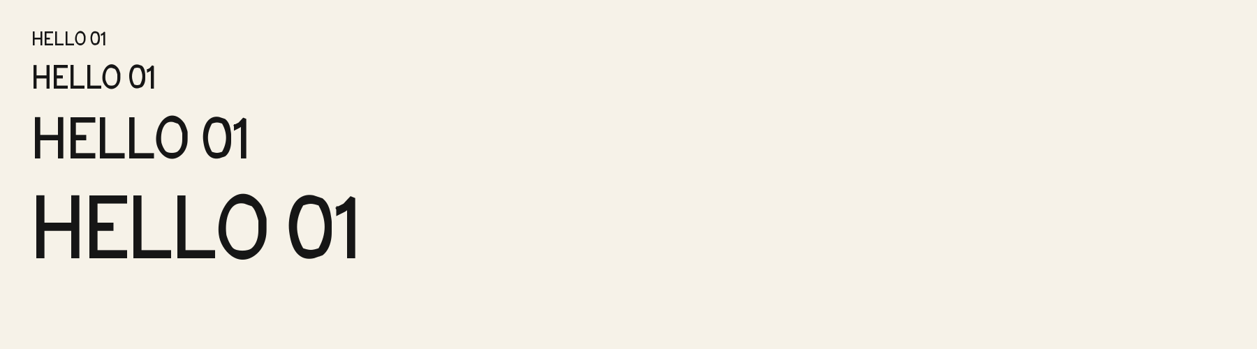 Pivot Sans sizes specimen
