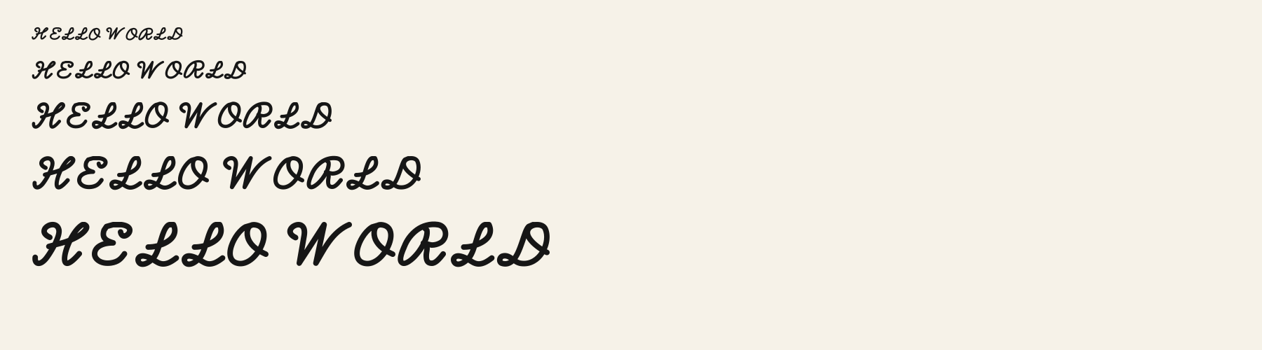 Inkwell Script waterfall specimen