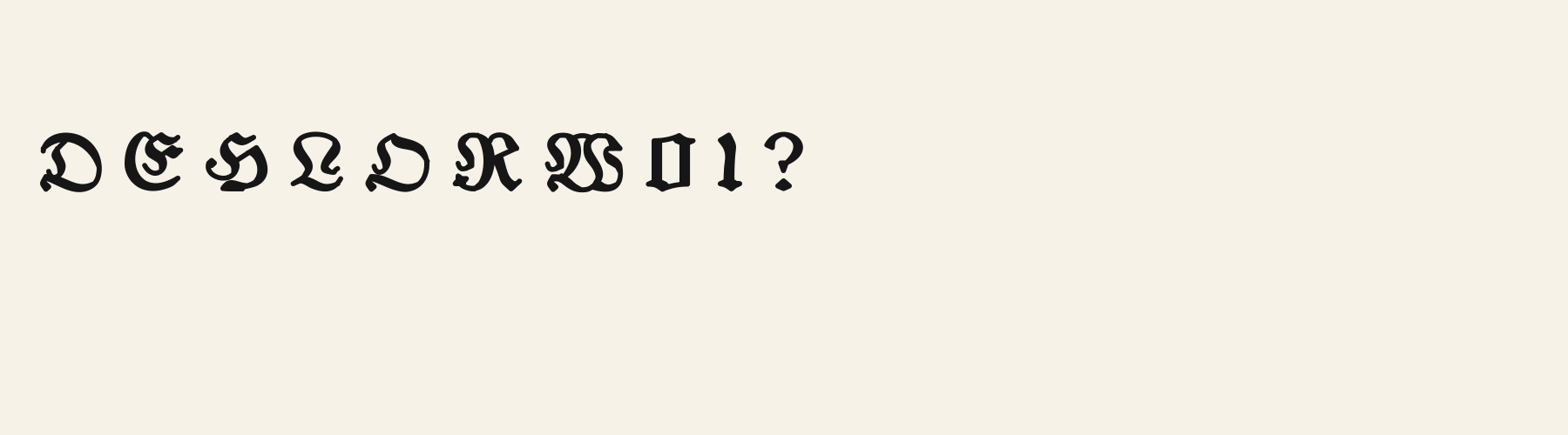 Banner Fraktur alphabet specimen