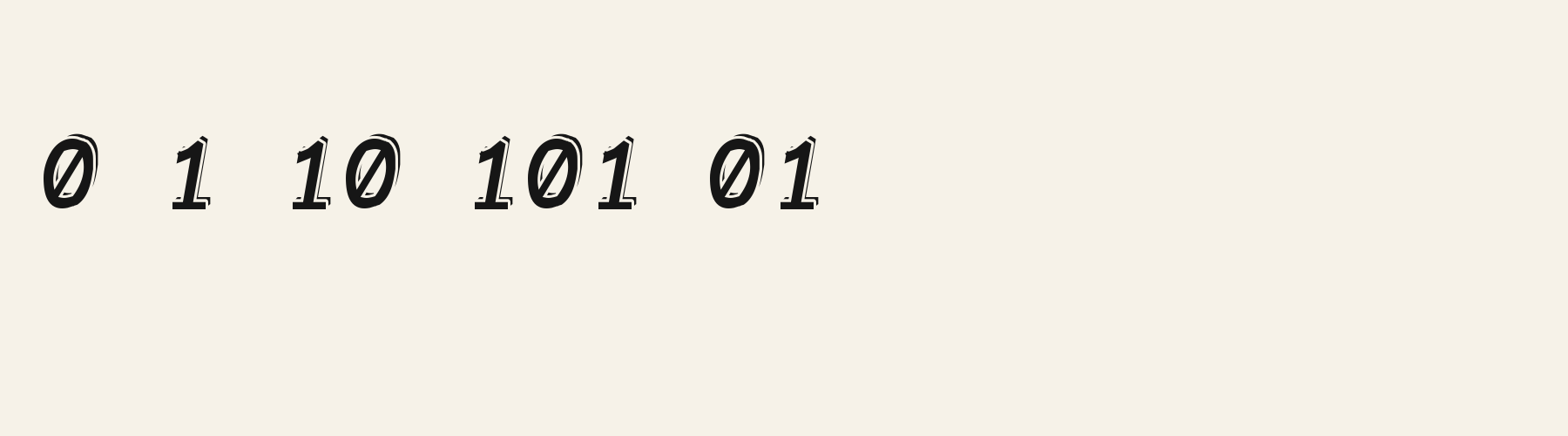 Code Oblique 3D numbers specimen
