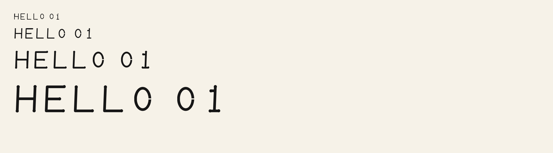 Rounded Humanist Terminal sizes specimen
