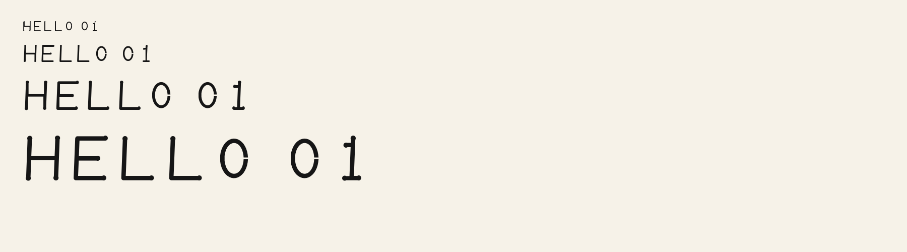 Rounded Humanist Terminal sizes specimen