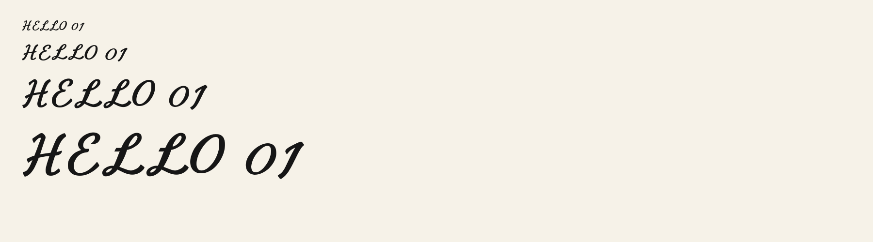 Cursive Letterpress Slant sizes specimen
