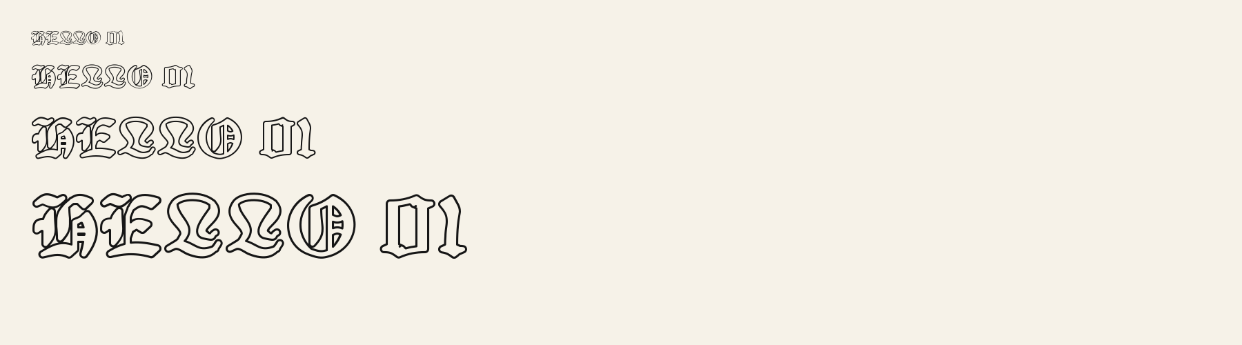 Textura Outline sizes specimen
