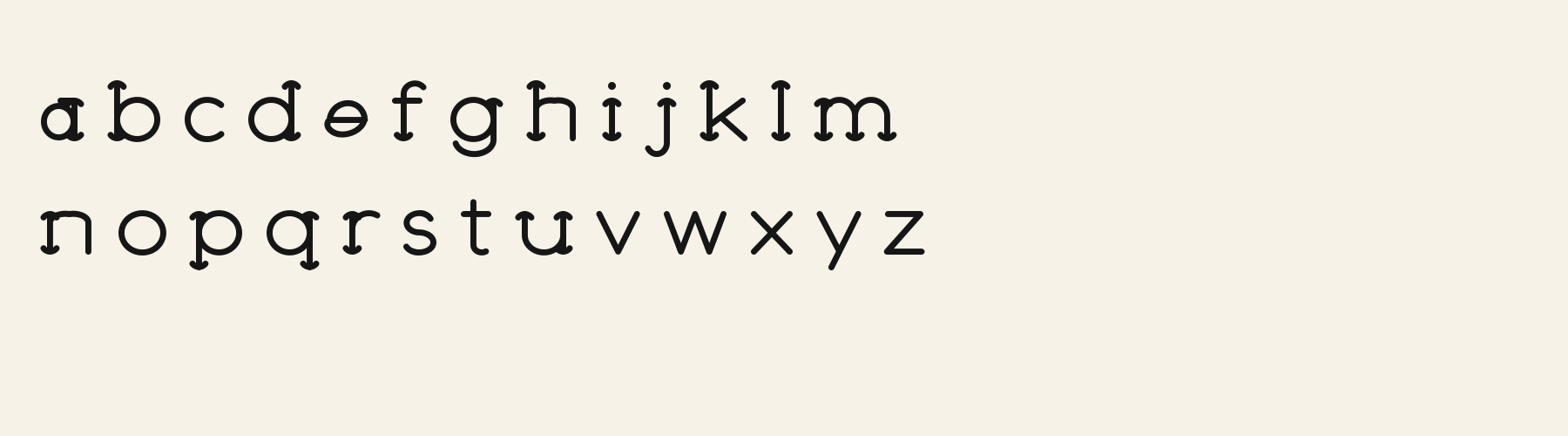 Flare Bracket Roman lowercase specimen