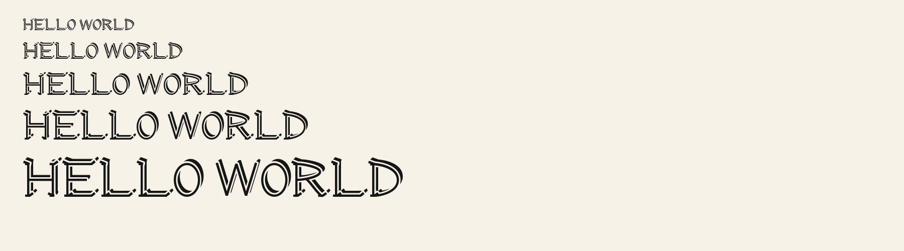 Canted Cup Serif 3D waterfall specimen