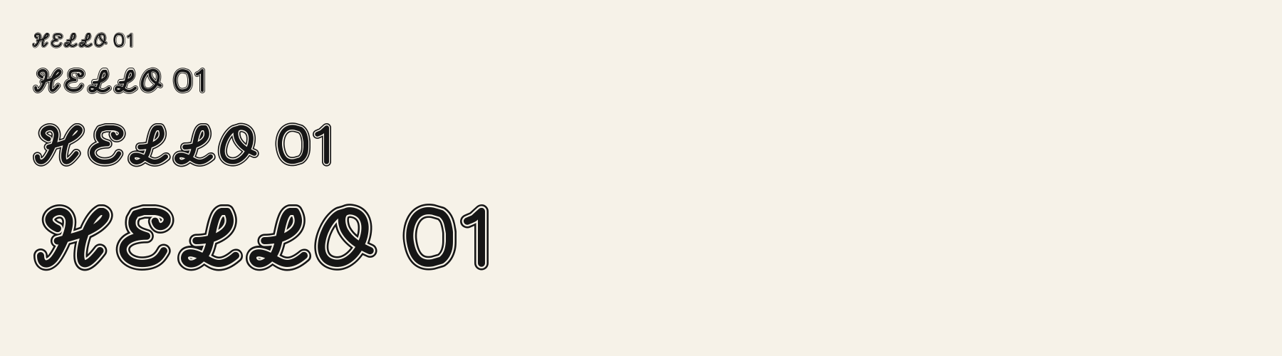 Dugout Script sizes specimen